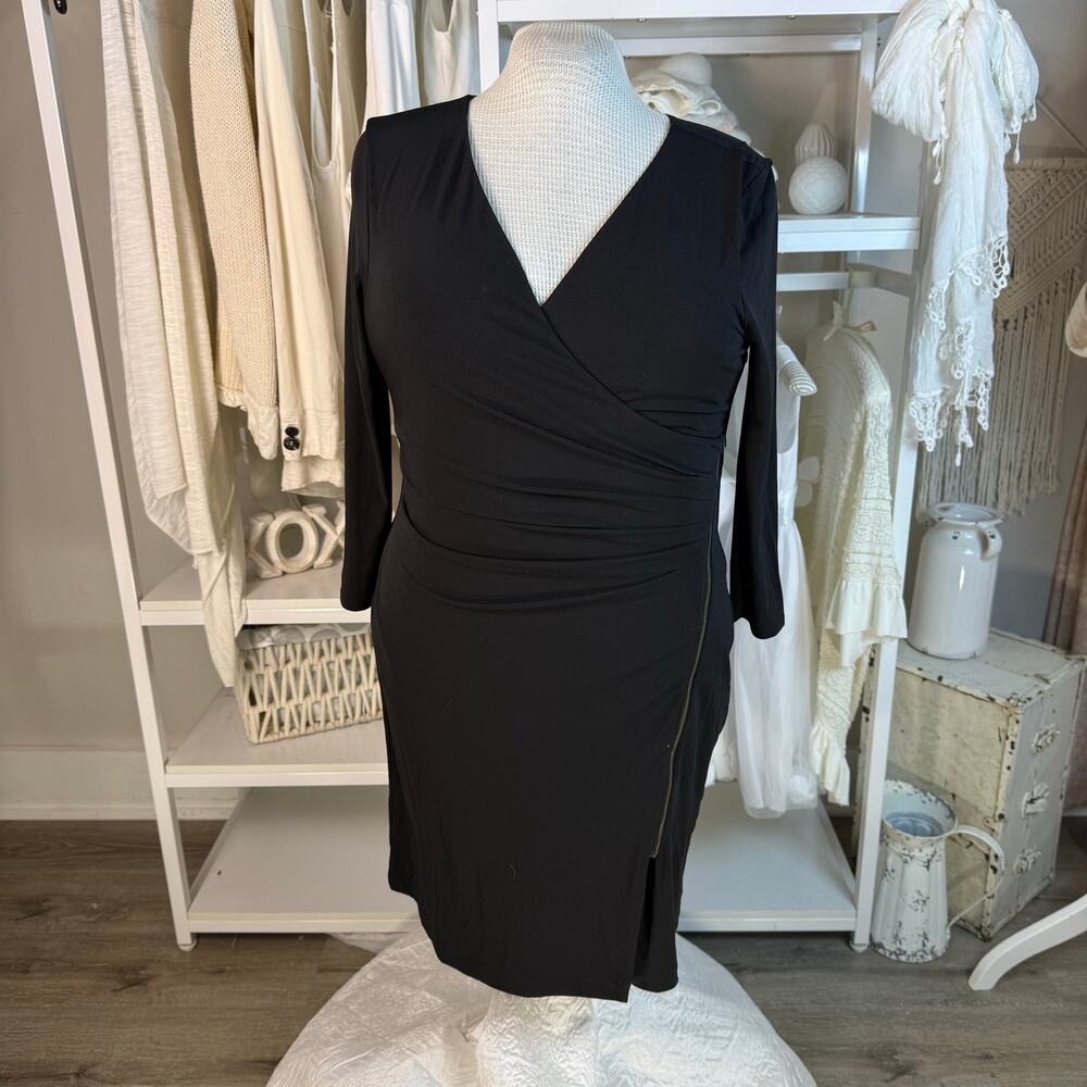 Copied - 41 Hawthorne Black dress, pleated side, elegant cocktail, #4438